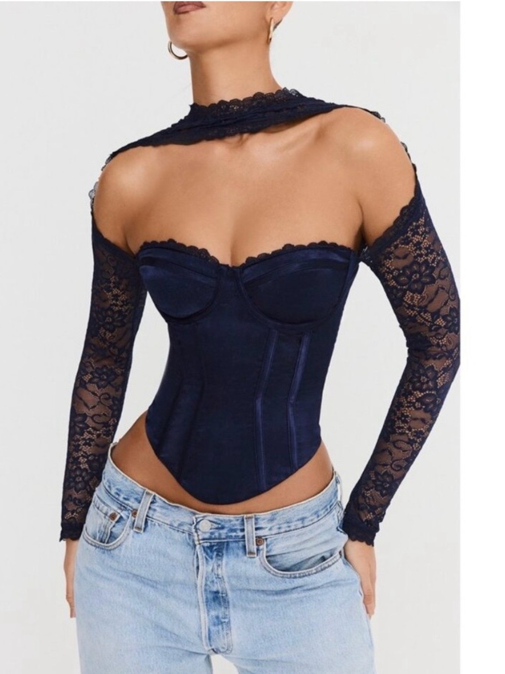 Mistress Rocks House Of CB Corset XS Navy Coquette Romantic Gothic Clubwear Top